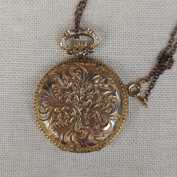 Vintage 12k GF Wolbrook France Pocket Watch Pendant Necklace - Picture 9 of 10